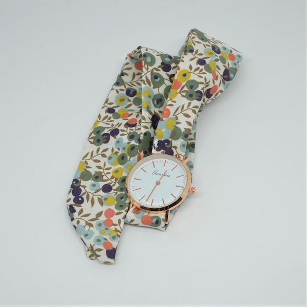 Montre foulard bracelet tissu liberty montre femme foulard tissu Montre tissu femme  Montre ruban tissu Liberty wiltshire automne