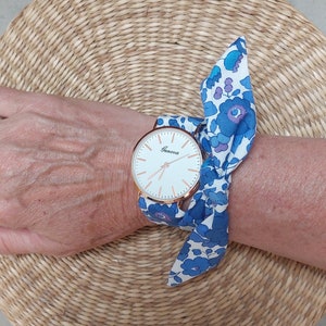 Montre femme Montre à nouer Montre tissu Montre bracelet tissu Montre ruban Montre femme tissu Liberty Betsy Lavande cadeau fetes des meres image 1