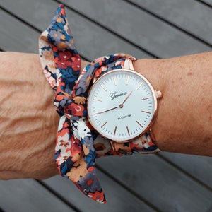 Women&#39;s fabric scarf watch Fabric bracelet watch Ribbon watch Women&#39;s Liberty fabric watch Handmade Christmas gift for women Bohemian hippie