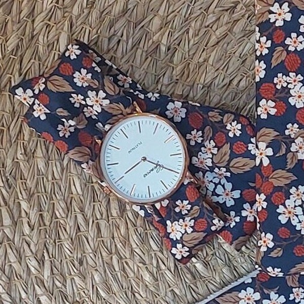 Montre foulard bracelet femme tissu à nouer bracelet tissu liberty automne