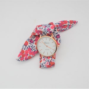 Montre femme Montre à nouer Montre tissu Montre bracelet tissu Montre Liberty Montre bracelet Cadeau maitresse image 1