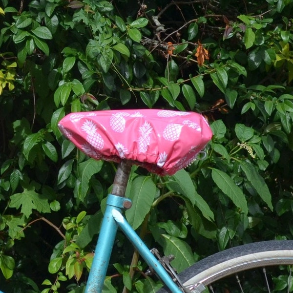 Housse selle de vélo imperméable en tissu enduit protection selle de bicyclette rose ananas