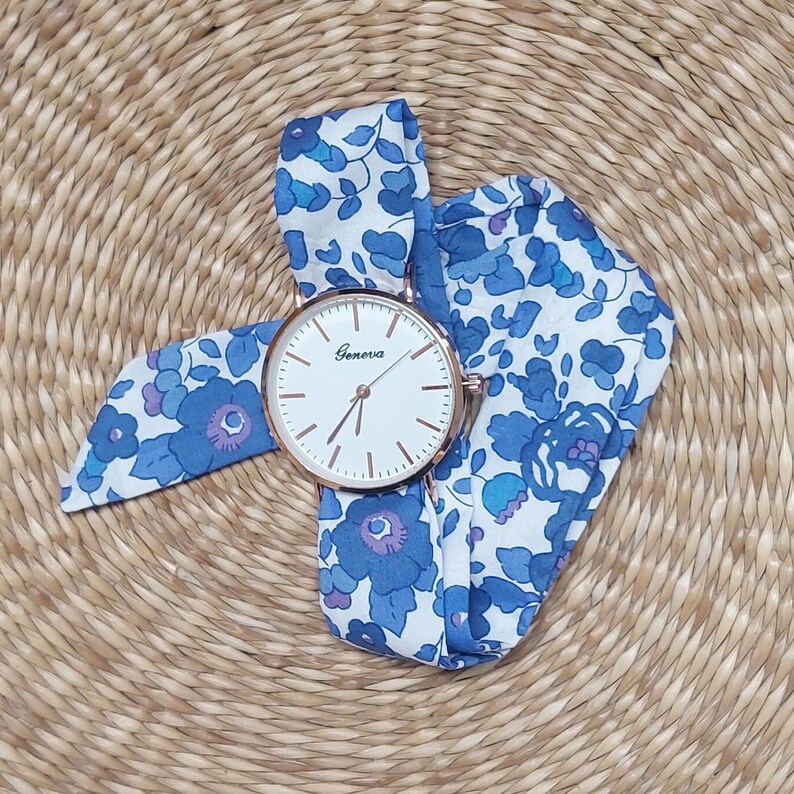 Montre femme Montre à nouer Montre tissu Montre bracelet tissu Montre ruban Montre femme tissu Liberty Betsy Lavande cadeau fetes des meres image 3