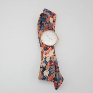 Montre foulard femme tissu Montre bracelet tissu Montre ruban Montre femme tissu Liberty Thorpe automne cadeau fêtes des mères fait main image 2