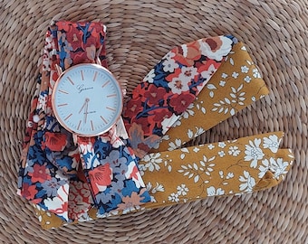 Montre foulard tissu femme bracelet supplémentaire Montre