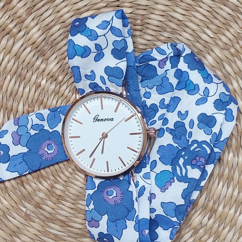 Montre femme Montre à nouer Montre tissu Montre bracelet tissu Montre ruban Montre femme tissu Liberty Betsy Lavande cadeau fetes des meres image 4