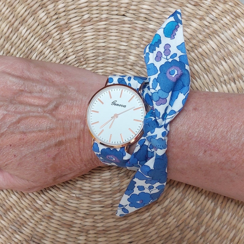 Reloj de mujer Reloj de corbata Reloj de tela Reloj de pulsera de tela Reloj de cinta Reloj de tela de mujer Liberty Betsy Lavender Regalo del Día de la Madre imagen 2