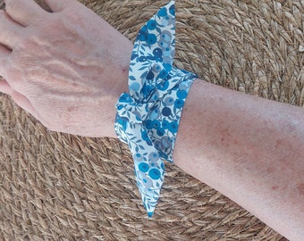 Foulard femme bracelet tissu pour montre à nouer bracelet Liberty wiltshire lavander bracelet bleu mariage headband wiltshire bleu