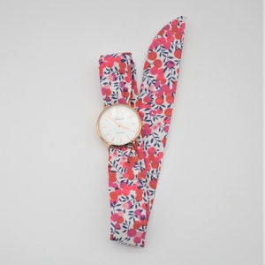 Montre femme Montre à nouer Montre tissu Montre bracelet tissu Montre Liberty Montre bracelet Cadeau maitresse image 2