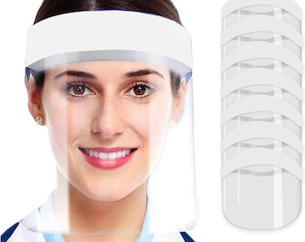 100-Pack Face Shield,Adjustable Anti-Fog Dental Full Face Shield with Protective Clear Film Elastic Band and Comfort Sponge