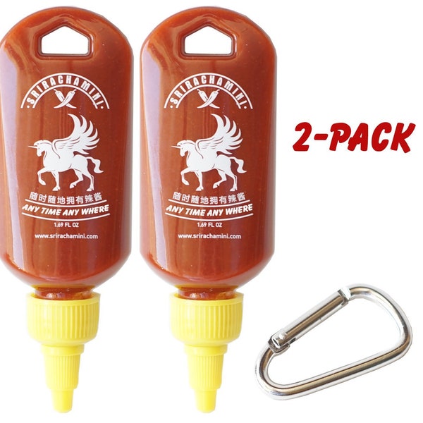 Sriracha Mini Hot Sauce Keychain Bottle 2-Pack, 1.7oz (Sauce Not Included)
