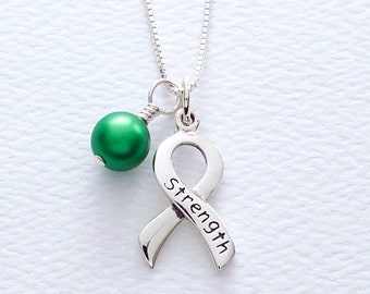 Mental Health, Depression Bipolar Sterling Silver Awareness Necklace, Cerebral Palsy, Liver Gallbladder Cancer, Kidney Disease FREE SHIPPING