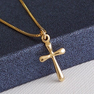 Gold Cross Necklace, Religious Faith Jewelry Gift, 14 Karat Gold Filled Women's Christian Cross Pendant, Christmas Cross Gift, FREE SHIPPING