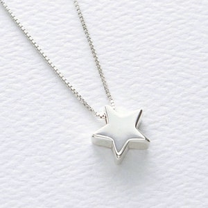 May include: A silver chain necklace with a star-shaped pendant.