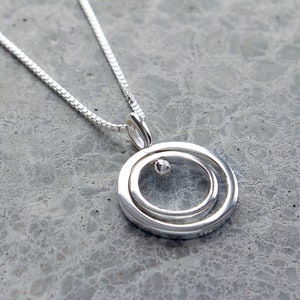 Circles Sterling Silver Necklace, Double Circle Necklace, Silver Round Pendant, Womens Modern Circles, 2 Two Circles Necklace, FREE SHIPPING image 1