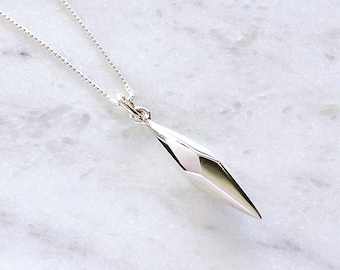 Sterling Silver Spike Necklace, Pendulum Necklace, Geometric Pendant Jewelry, Pointy Spike Pendant, Modern Geometric Necklace, FREE SHIPPING