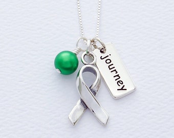 Mental Health, Depression, Bipolar Sterling Silver Awareness Necklace, Cerebral Palsy, Liver Gallbladder Cancer,Kidney Disease Green Jewelry