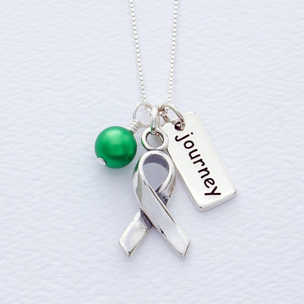 Mental Health, Depression, Bipolar Sterling Silver Awareness Necklace, Cerebral Palsy, Liver Gallbladder Cancer,Kidney Disease Green Jewelry