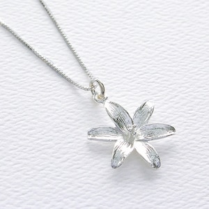 Sterling Silver Lily Flower Pendant Necklace, Mothers Day Jewelry Gift, Anniversary Necklace, Botanical Blossom Nature Charm, FREE SHIPPING