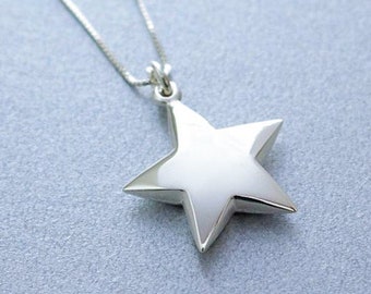 3 Puffy Silver Star Charm Pendant by TIJC SP0800