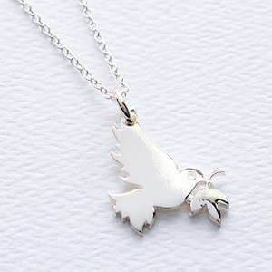 Dove Sterling Silver Necklace, Dove Charm, Peace Necklace, Bird Pendant, Easter Christian Religious Dove, Christmas Jewelry, FREE SHIPPING
