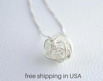 Cat Ball Pendant .925 Sterling Silver Charm Necklace USA Made Playful Kitten Cat Ball Pendant .925 Sterling Silver Charm Necklace USA Made Playful Kitten