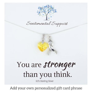 Bladder Cancer, Bone Cancer, Sarcoma, Spina Bifida, Endometriosis, or Support Our Troops Sterling Silver and Yellow Heart Awareness Necklace image 1