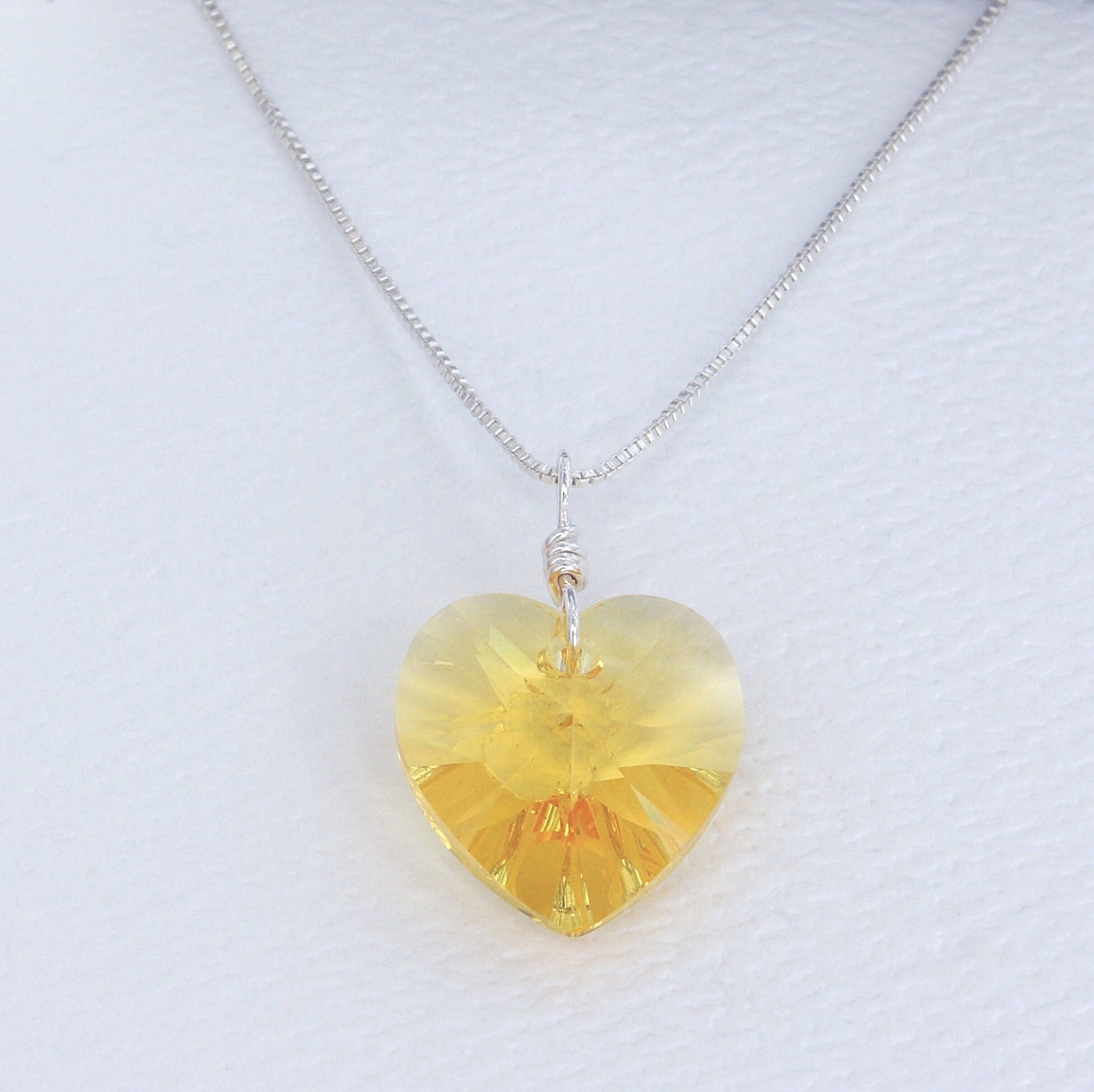 Swarovski Birthstone Crystal Heart Necklace Sterling Silver - Etsy
