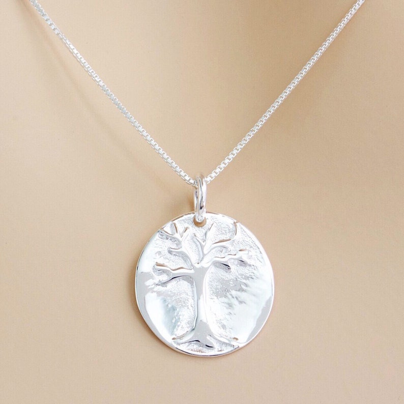 Tree of Life Sterling Silver Round Pendant Necklace, FREE SHIPPING
