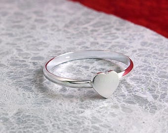Bague coeur en argent sterling, bague amour et amitié, anneau en argent 925, bijoux coeur en argent, bague d'anniversaire en argent, bague polie