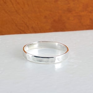 Silver Hammered Ring, Women&#39;s Silver Ring, 925 Sterling Silver Ring, Ring 3 mm Band Width, Textured Silver Ring, Wedding Anniversary Ring