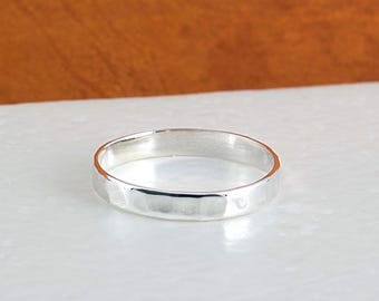 Bague martelée en argent, bague en argent pour femme, bague en argent sterling 925, largeur de bande de 3 mm, bague en argent texturée, bague d'anniversaire de mariage