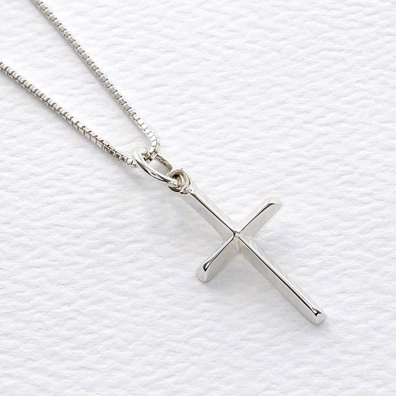 Sterling Silver Cross Necklace Ridged Christian Cross Jewelry Etsy
