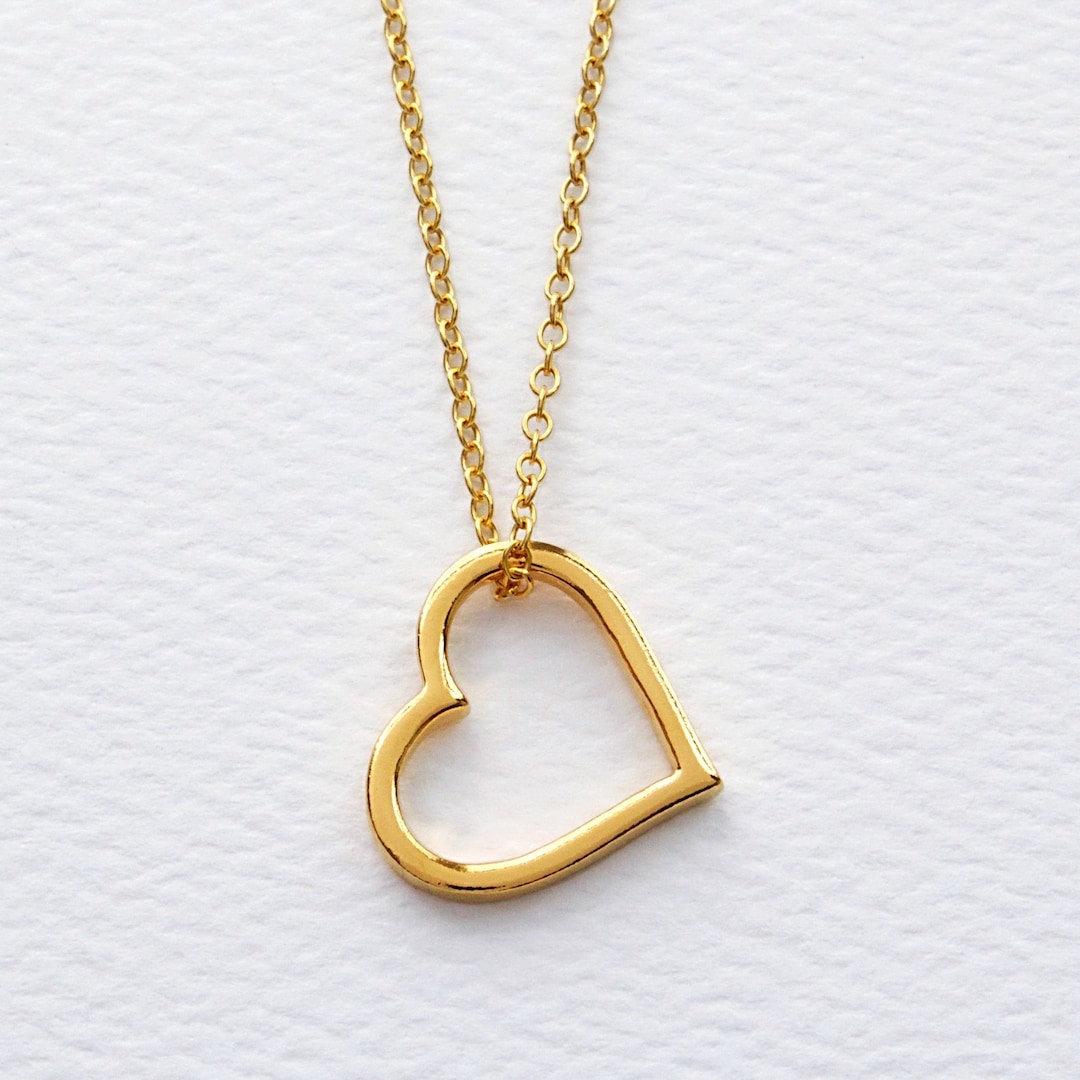 Gold Heart Necklace, 24k Gold Vermeil Style Heart, Gold Heart Pendant