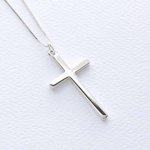 Sterlingzilveren kruisketting, grote kruishanger, religieuze sieraden cadeau, christelijk geloof vrouwen 925 sterlingzilveren kruis, GRATIS VERZENDING