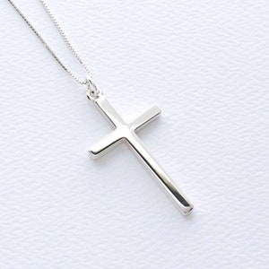 Sterling Silver Cross Necklace, Large Cross Pendant, Religious Jewelry Gift, Womens Christian Faith 925 Sterling Silver Cross, FREE SHIPPING