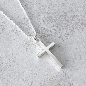 Collier croix en argent sterling, cadeau bijoux religieux, pendentif croix moyenne foi chrétienne pour femme, cadeau croix de Noël, livraison gratuite image 2