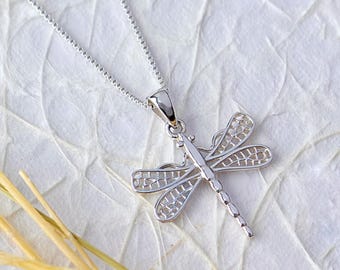 Dragonfly Silver Necklace, Insect Bug Jewelry, Dragonfly Wings Pendant, Nature Sterling Necklace, Mother’s Day Gift, Women's Insect Jewelry
