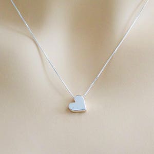 Sterling Silver Heart Bead Necklace, Simple Floating Heart Charm, Minimal Heart Jewelry, Valentine's Love Gift, Mother's Day, Birthday Gift image 5