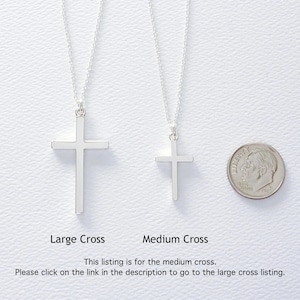 Sterling Silver Cross Necklace, Religious Jewelry Gift, Womens Christian Faith Medium Cross Pendant, Christmas Cross Gift, FREE SHIPPING 画像 5