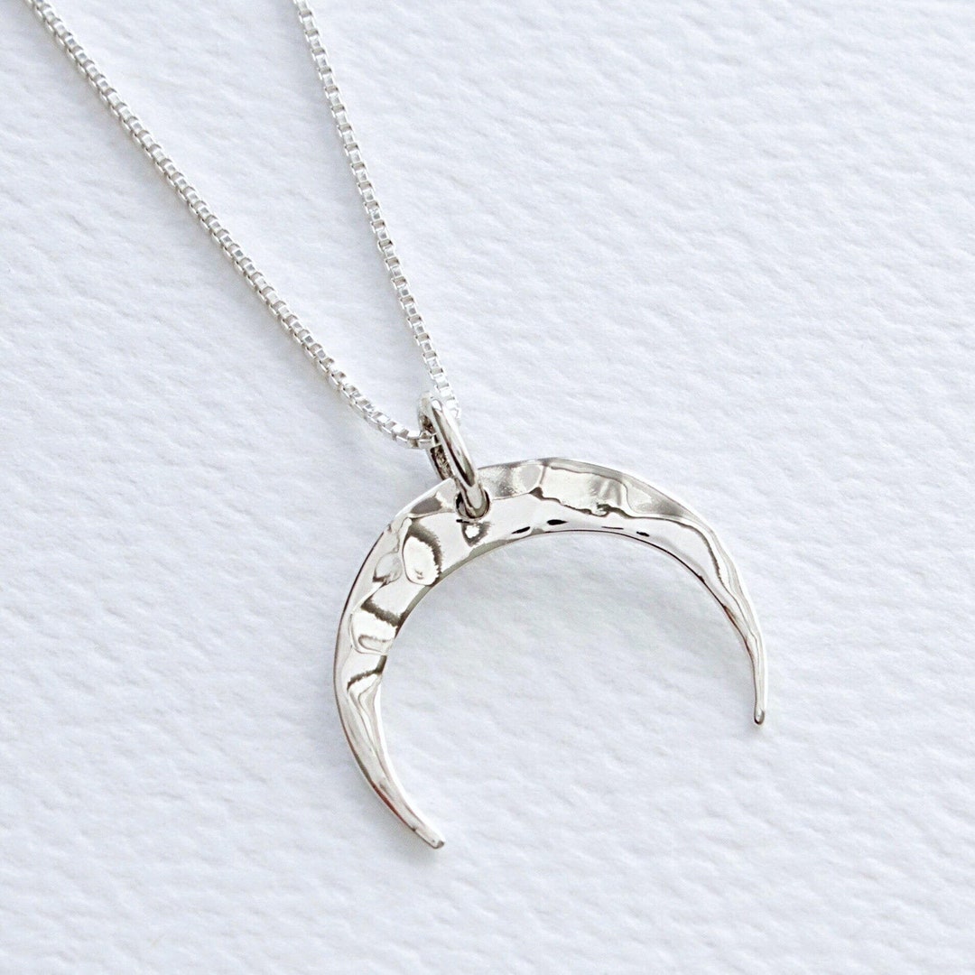 Crescent Moon Hammered Sterling Silver Pendant Necklace, FREE SHIPPING ...