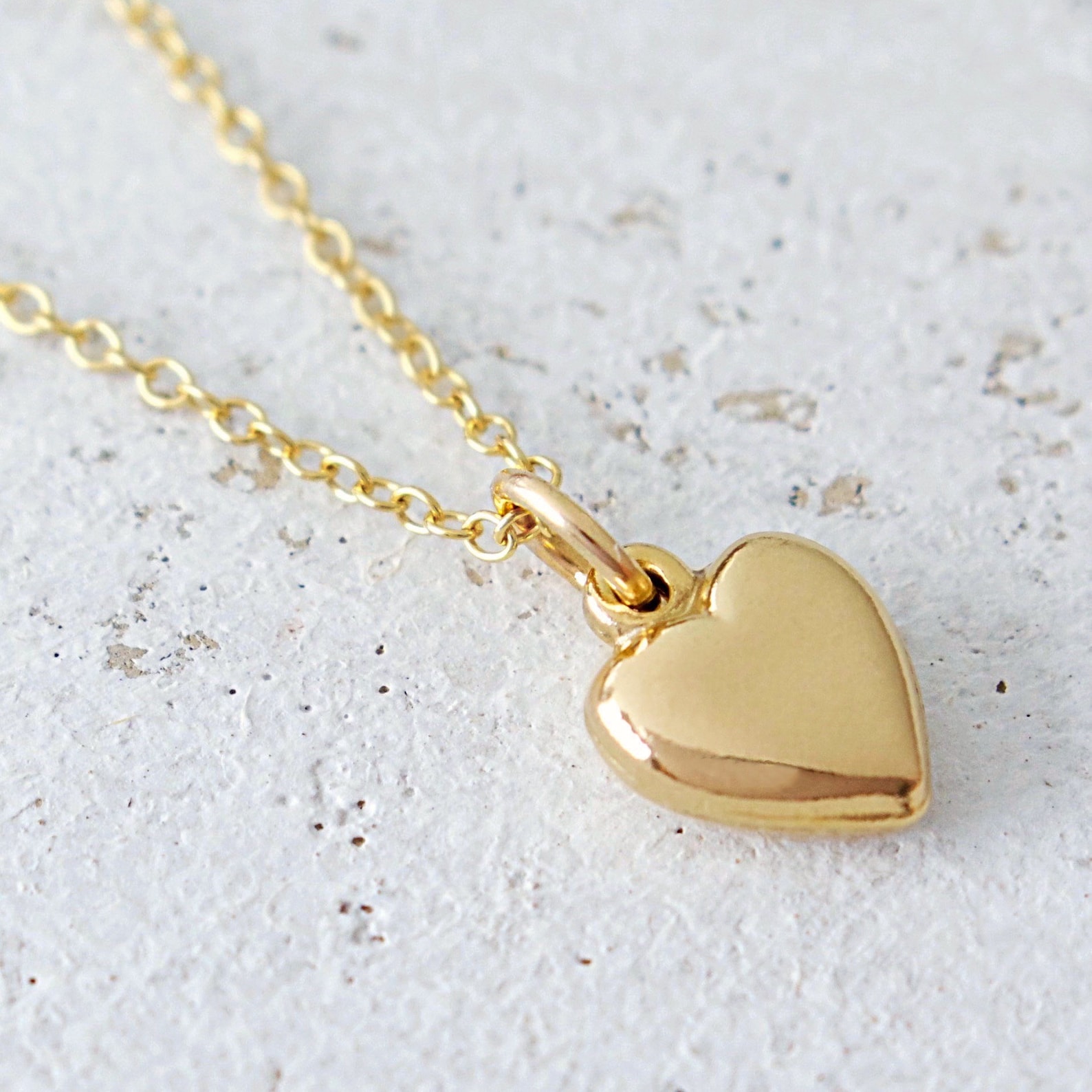 Gold Heart Necklace Gold Filled Puffy Heart Tiny Heart - Etsy