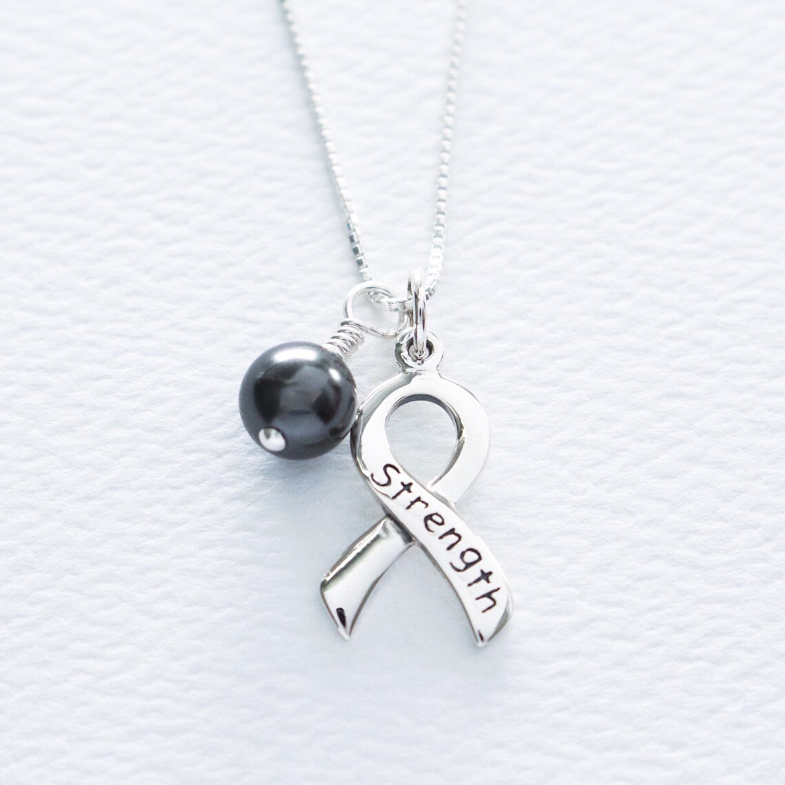 Melanoma Awareness Heart Charm – Sterling Silver Plated, Black Ribbon, 5/8 Inch, Fundraising & Support Jewelry - View #11