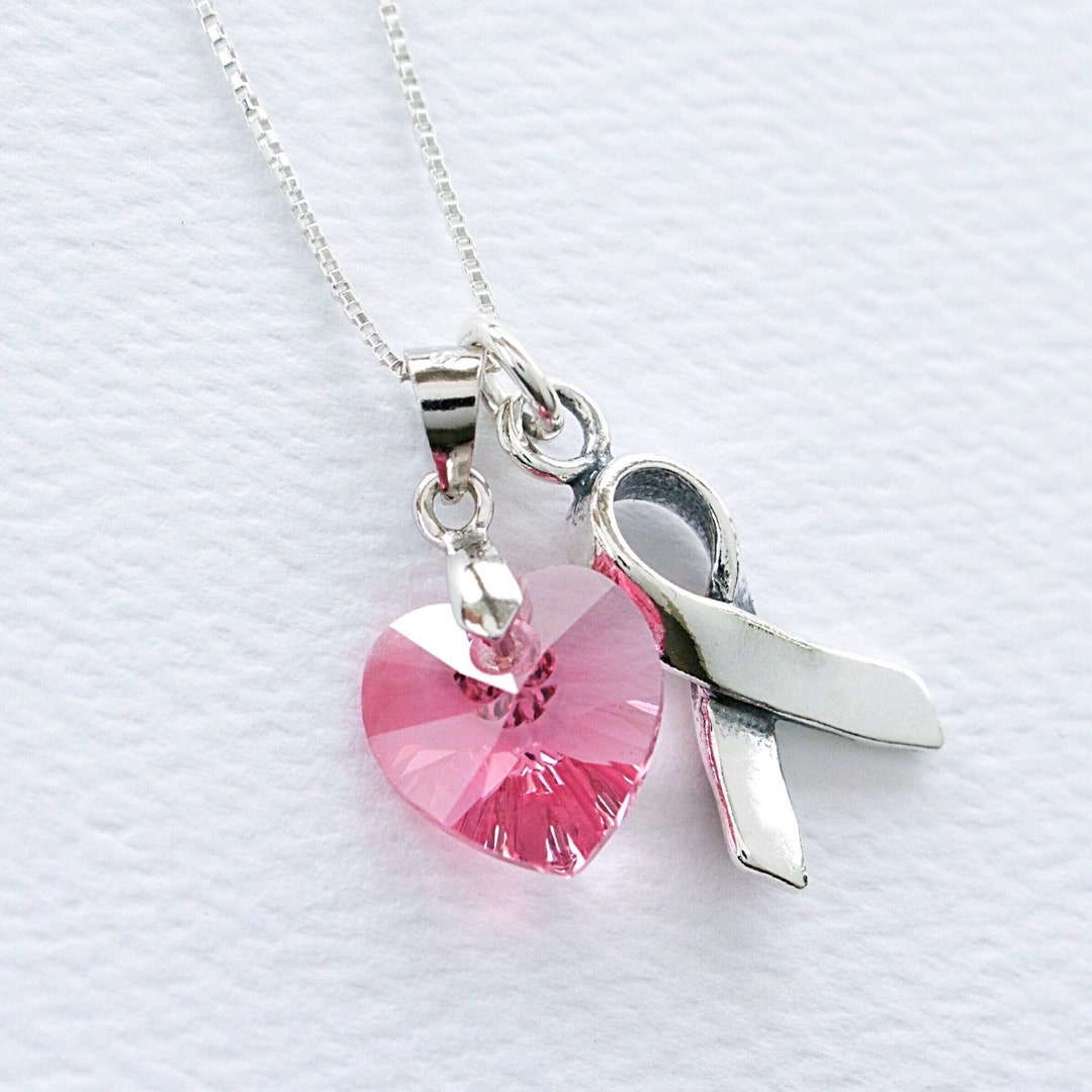 ●VVV● Pink Ribbon Heart Mix Bead Necklace 23FWNK086PKF il_340x270.2787040374_1eg8.jpg