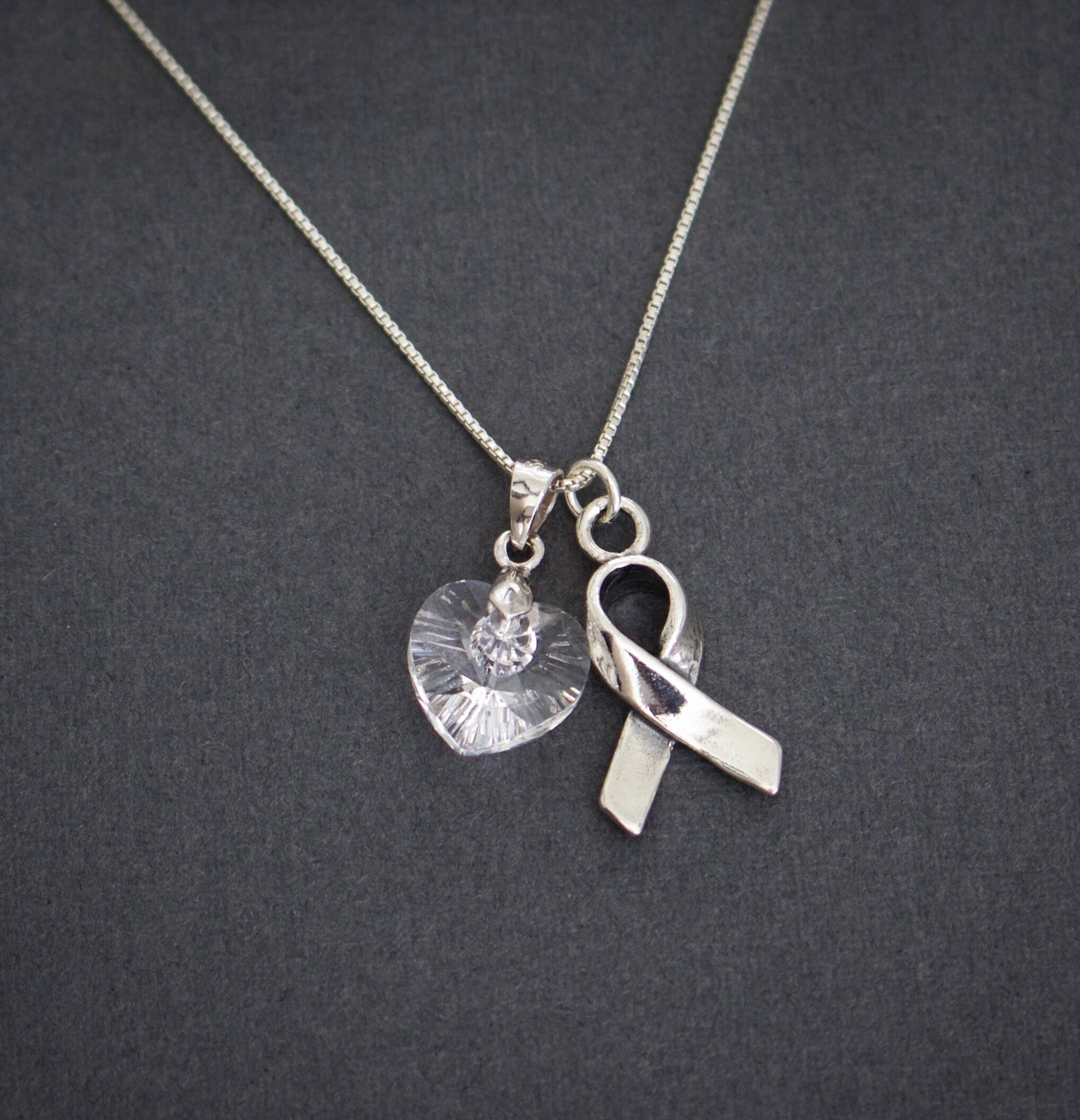 Lung Cancer Awareness Necklace Sterling Silver Swarovski Etsy