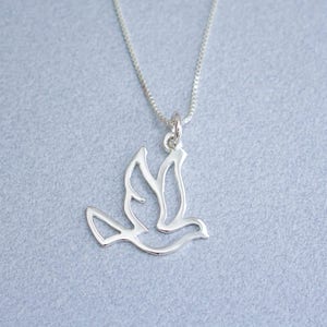 Dove Sterling Silver Necklace, FREE SHIPPING, Flying Bird Charm, Peace ...