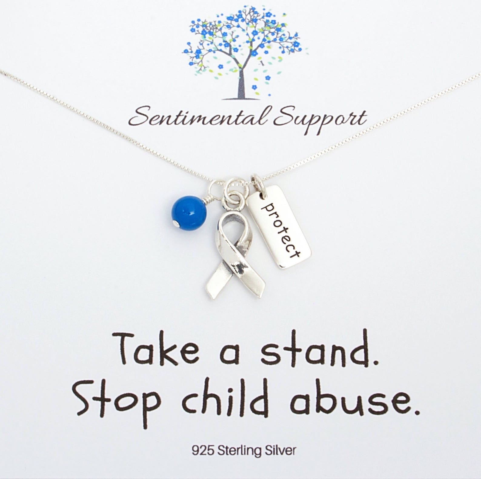 Child Abuse Neglect Bullying Prevention Awareness Sterling Silver ...