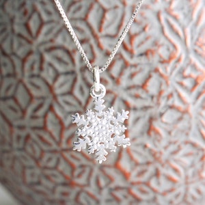 Sterling Silber Schneeflocke, Winter Urlaub Weihnachten Schmuck, Natur Halskette, Schneeflocke, Weihnachtsschmuck