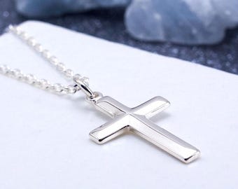 Collier croix en argent sterling, bijoux pendentif croix pour femme, collier croix latine, cadeau croix chrétienne, collier croix foi livraison gratuite