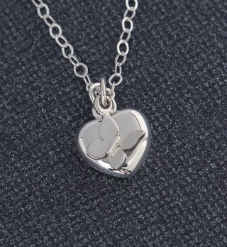 Collana Donna Con Ciondolo Farfalla E Cuore In Argento Sterling 925 - Catenina Inclusa - Gioiello Con Pietra Portafortuna